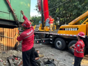Tim teknis ASANINDO melakukan survey lokasi proyek sebelum pengiriman crane